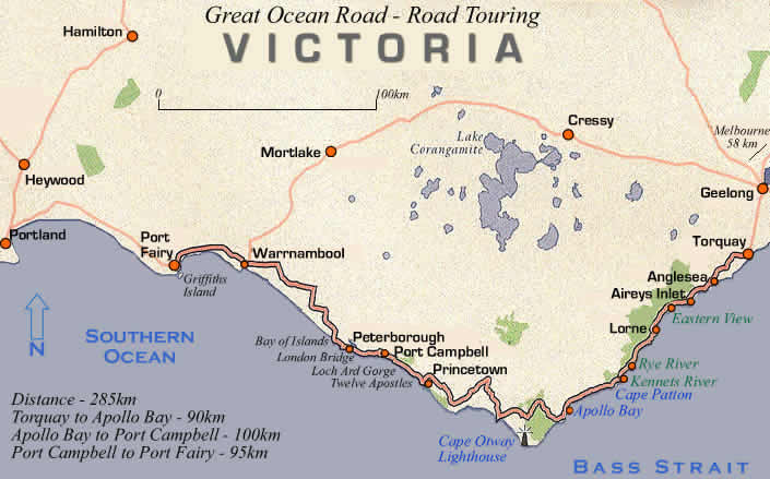 Map of Great Ocean Road