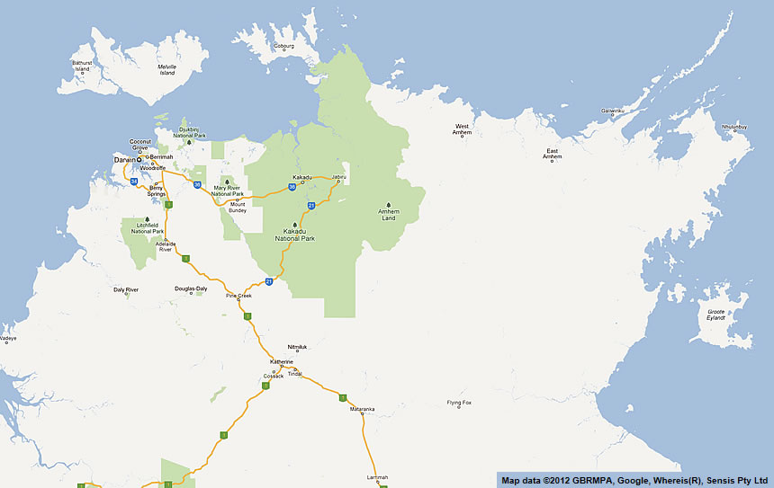 arnhem land and kakadu road maps