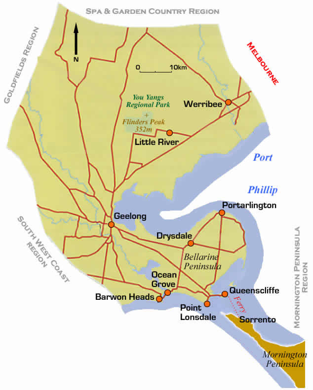 Werribee Bellarine regional map