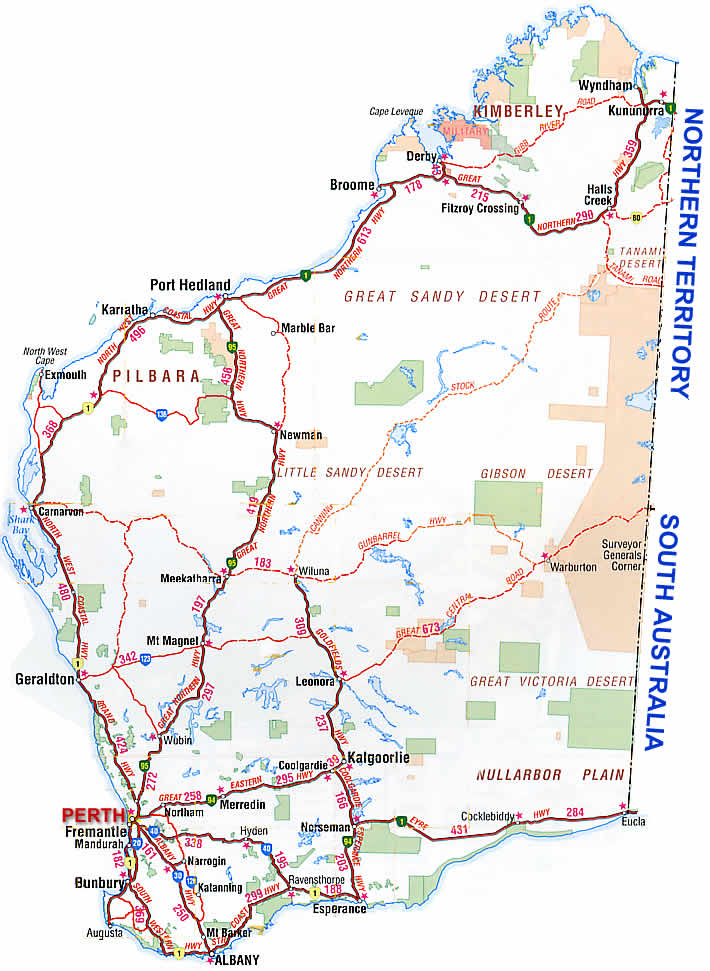 western australia road map