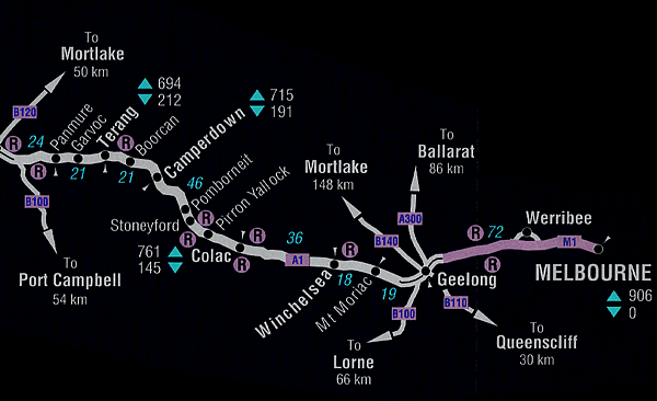 warrnambool to melbourne road map and driving directions