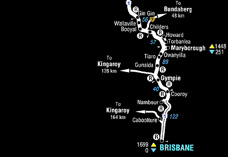 Brisbane to bundy road map