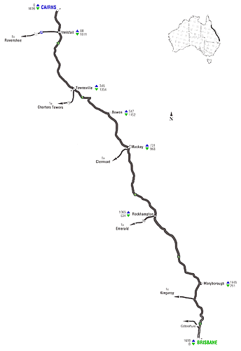 Brisbane to cairns road map