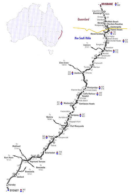 Brisbane to Sydney Road Maps