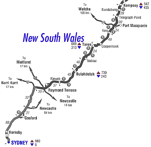 coffs harbour to sydney road map