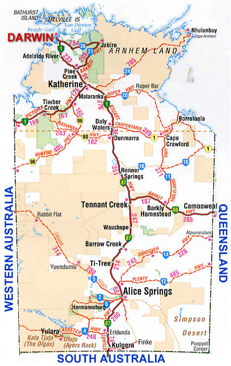 Northern Territory Road Map