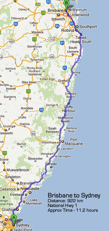 Road Maps Sydney To Brisbane Road Map