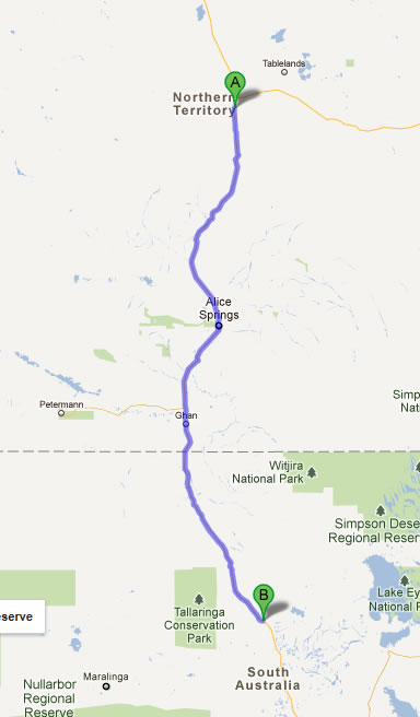 darwin to tennant creek road maps