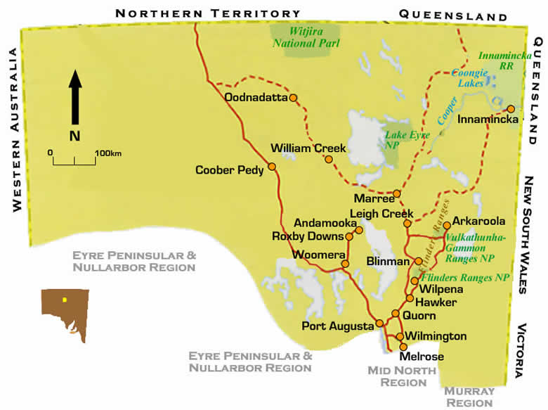 Map of Flinders Ranges