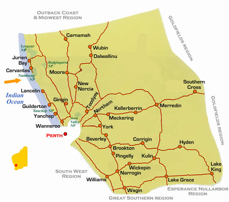 Road Map The Pinnacles Nambung National Park Western Australia