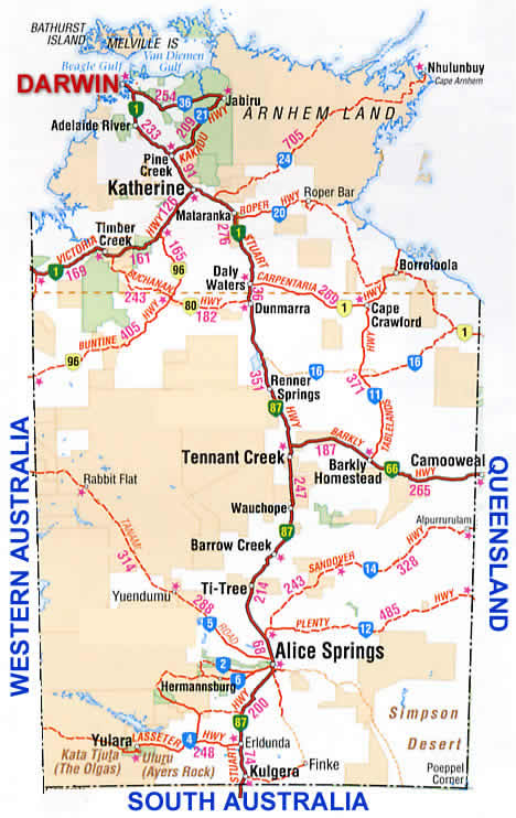 northern territory road map