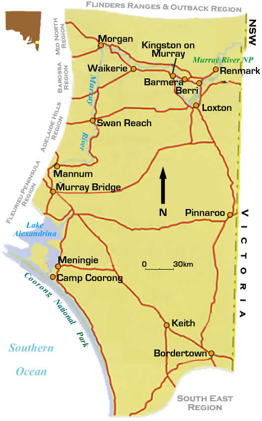 Murray River Region Road Map South Australia