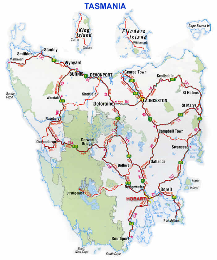 map of tasmania road trip