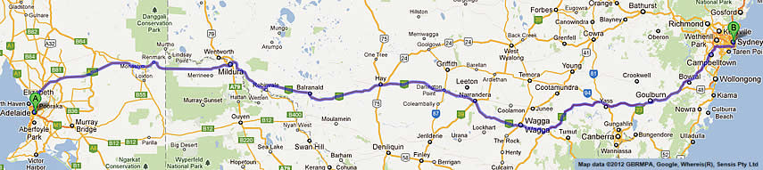 Sydney To Adelaide Road Maps