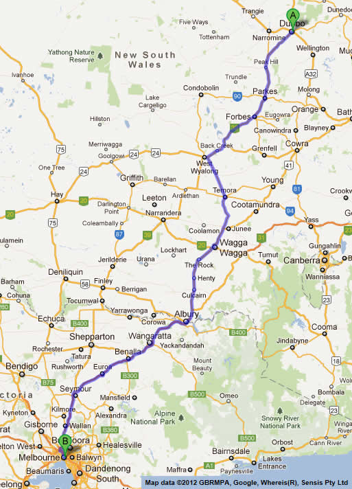 Brisbane to melbourne road map 2