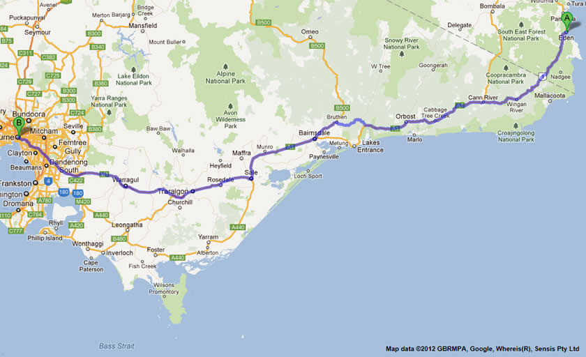  Eden to melbourne road map