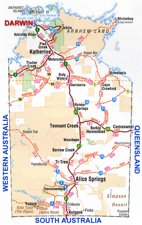 Road Map Northern territory