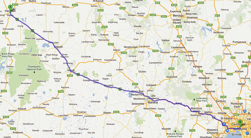 Melbourne to adelaide road map 2 route 1