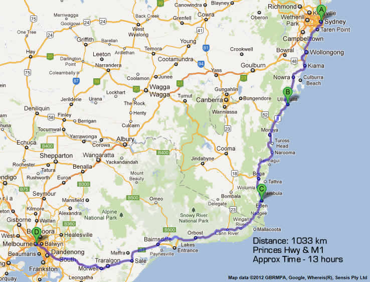 map of nsw and victoria Road Maps Melbourne To Sydney Nsw Eden To Melbourne Road Map 2 map of nsw and victoria
