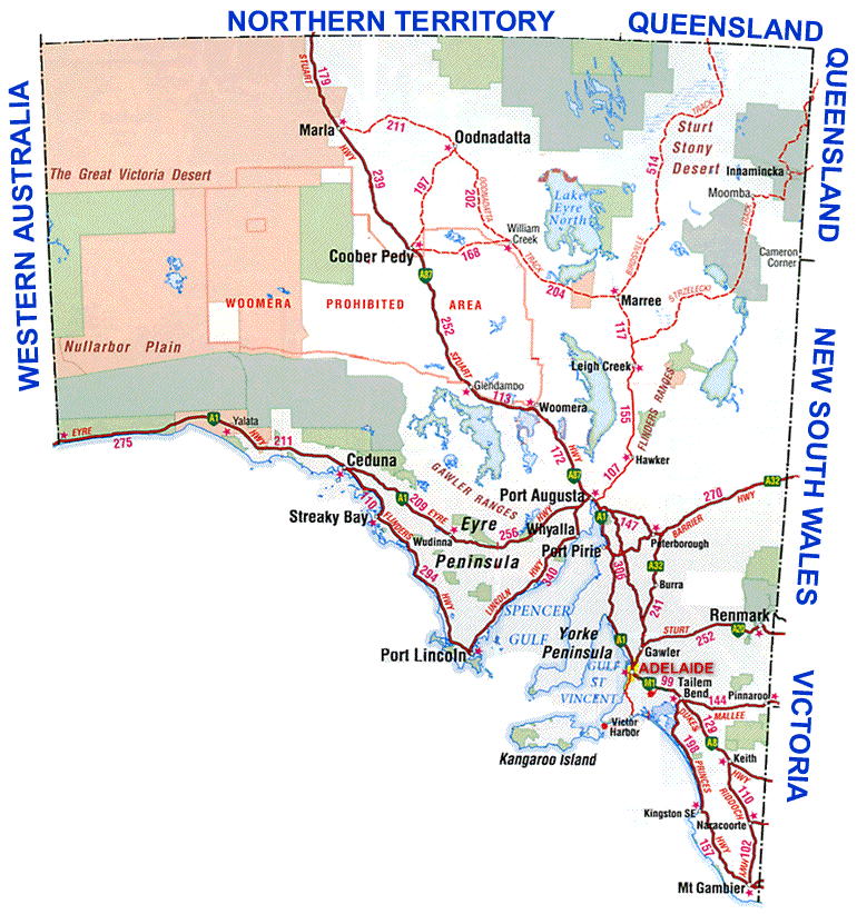 South Australian Road Map