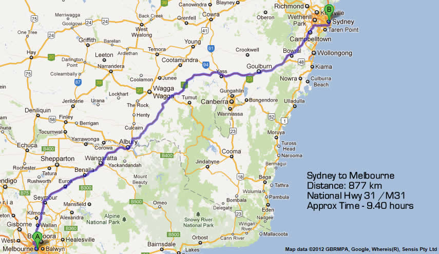 map of nsw and victoria Road Maps Sydney To Melbourne Road Map 1 map of nsw and victoria