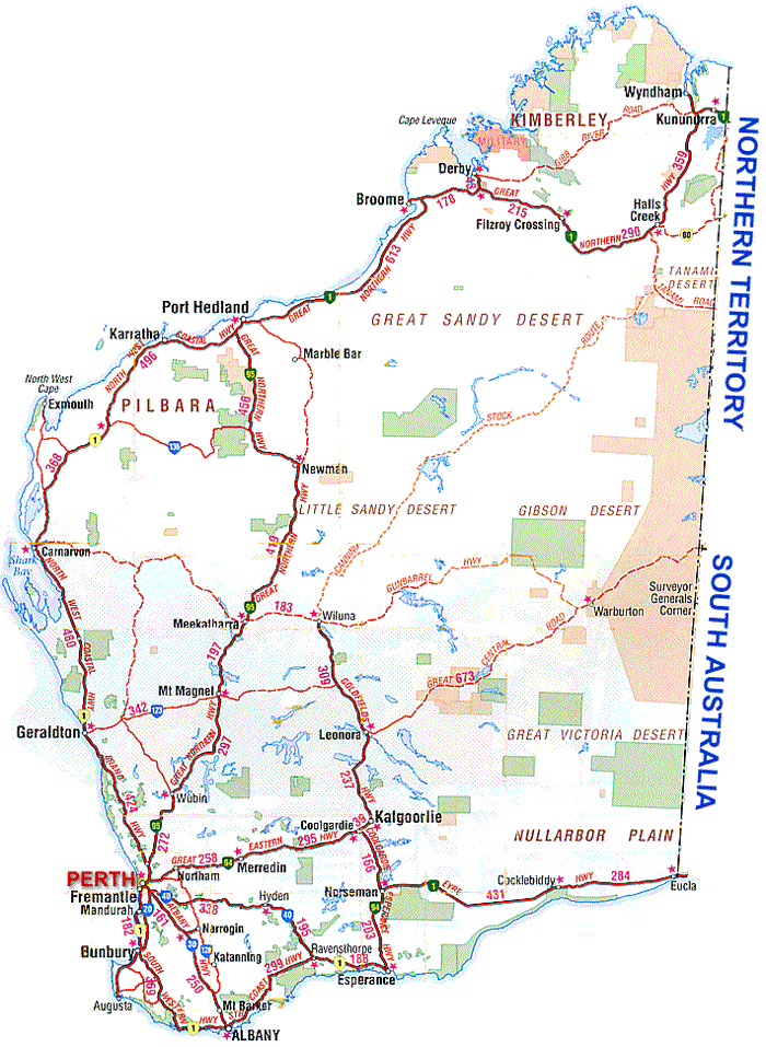 Western Australia Road Map