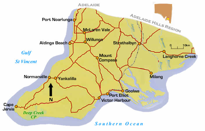 Fleurieu Peninsula Map. South Australia