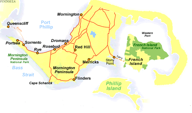 Mornington Peninsula Australia Map Mornington Peninsula And Phillip Island Victoria. Australia.